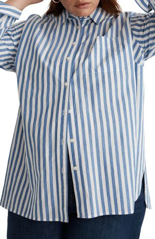 Madewell + The Signature Poplin Oversize Button-Up Shirt in Springy Stripe