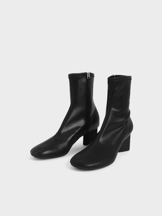 Charles & Keith + Black Blade Heel Ankle Boots