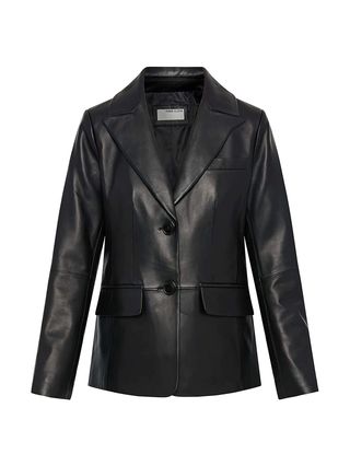 Anne Klein + Classic Leather Blazer Jacket