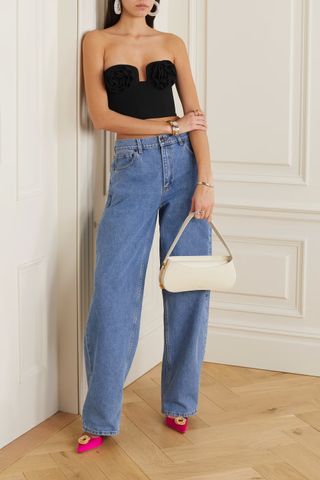 Magda Butrym + Strapless Cropped Crepe Bustier Top