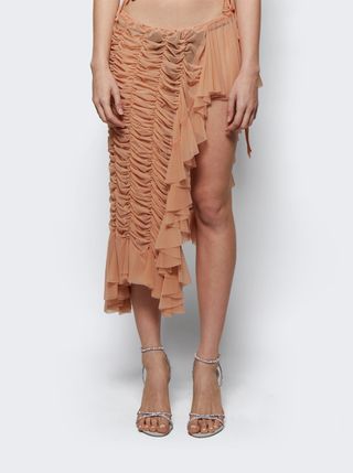Ester Manas + Long Ruched Peephole Skirt Orange