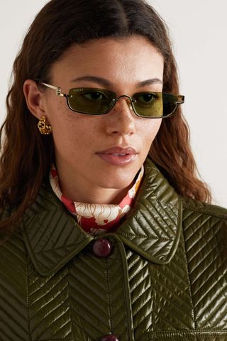 Gucci Eyewear + Square-Frame Gold-Tone Sunglasses