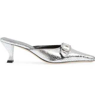 By Far + Evelyn Metallic Pointed Toe Mule