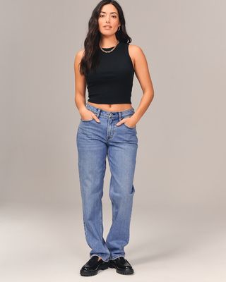 Abercrombie & Fitch + Curve Love Mid Rise Straight Jean