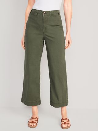 Old Navy + High-Waisted Cropped Wide-Leg Chino Pants