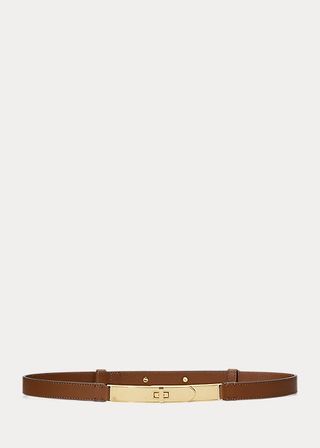 Ralph Lauren + Turn-Lock Skinny Leather Belt