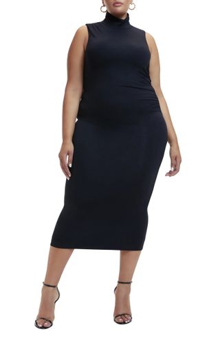 Good American + Good Touch Sleeveless Turtleneck Body-Con Midi Dress