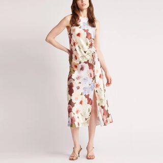 Rails + Gabriella Floral Ruched Satin Midi Dress