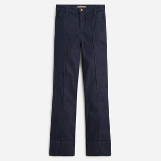 J.Crew + Limited-Edition Point Sur Pintuck Flare Jeans in Rinse Wash