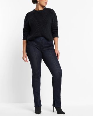 Express + Mid Rise Rinse Front Seam Skyscraper Jeans