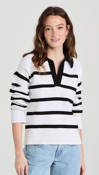 English Factory + Striped Collared Sweater