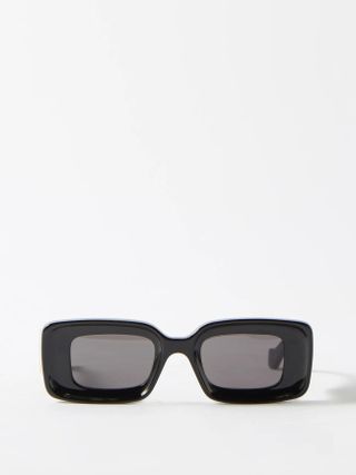 Loewe Eyewear + Rectangular Logo-Anagram Acetate Sunglasses