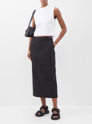Wardrobe.NYC + Cargo-Pocket Ripstop-Cotton Midi Skirt