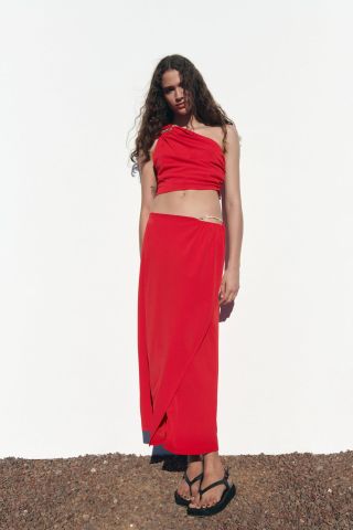 Zara + Draped Midi Skirt