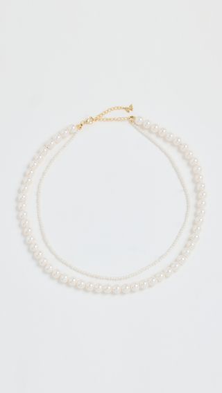 By Adina Eden + Double Strand Pearl Necklace