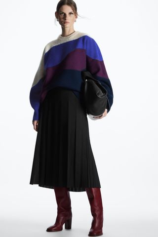 COS + Pleated Wool-Blend Midi Skirt