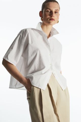 COS + Boxy Short-Sleeved Poplin Shirt