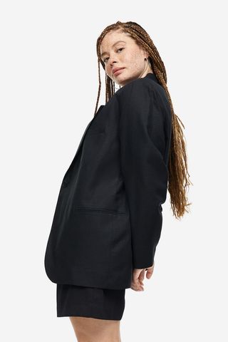 H&M + Single-Breasted Linen-Blend Jacket