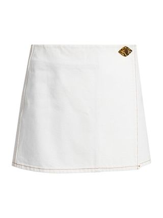 Ganni + Denim Wrap Miniskirt