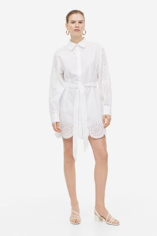 H&M + Shirt Dress With Eyelet Embroidery