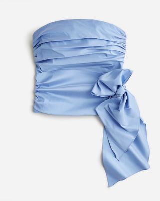 J.Crew + Collection Taffeta Ruched Strapless Top With Bow