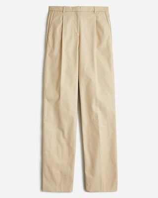 J.Crew + Collection Pleated Wide-Leg Pant in Trench Canvas