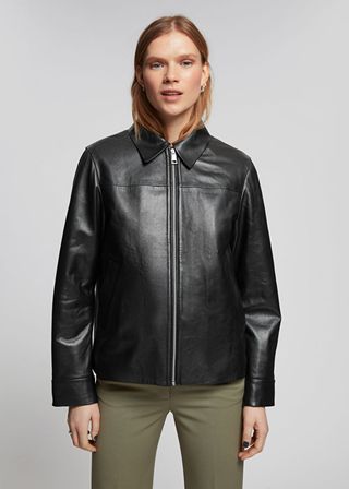 & Other Stories + Regular Fit Leather Jacket