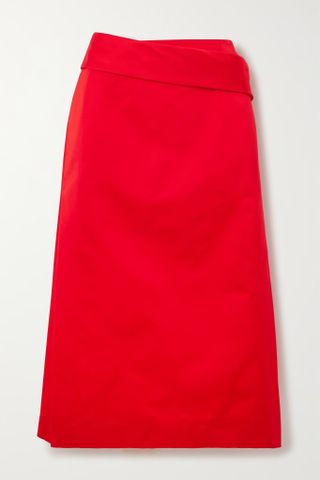 Ferragamo + Draped Duchesse-Satin Midi Skirt