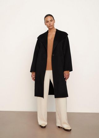 Vince + Belted Drape-Neck Coat