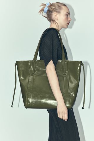 Zara + Maxi Leather Tote Bag
