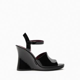 Zara + Faux Patent Leather Wedge Sandals