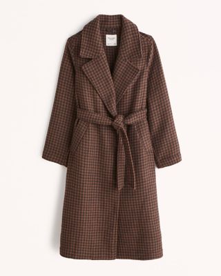Abercrombie & Fitch + Wool-Blend Lightweight Belted Blanket Coat