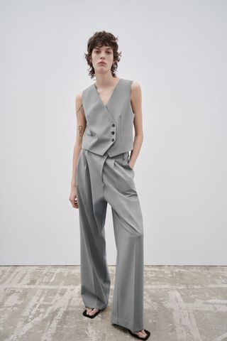 Zara + Tailored Double Breasted Vest