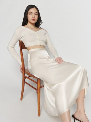 Reformation + Bea Satin Skirt