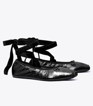 Tory Burch + Ankle-Wrap Ballerina