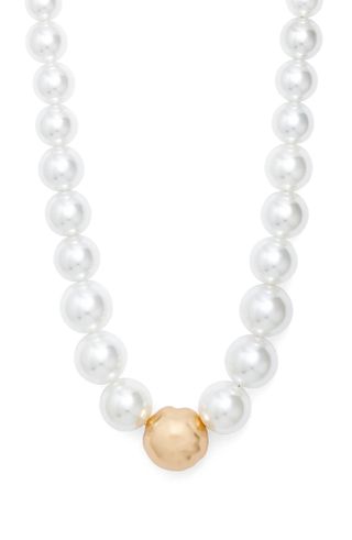 Open Edit + Graduated Imitation Pearl Orb Collar Necklace
