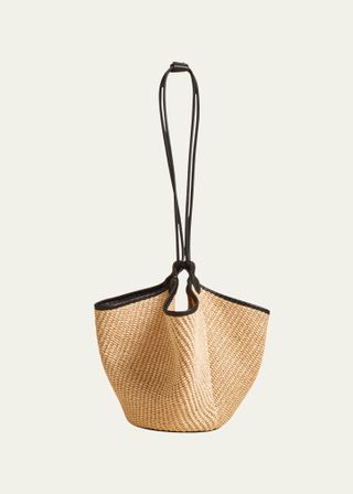Khaite + Lotus Mini Drawstring Raffia Bucket Bag