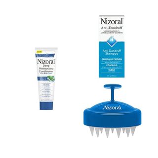 Nizoral + AD AntiDandruff Shampoo, Deep Moisturizing Conditioner & Scalp Massager Bundle