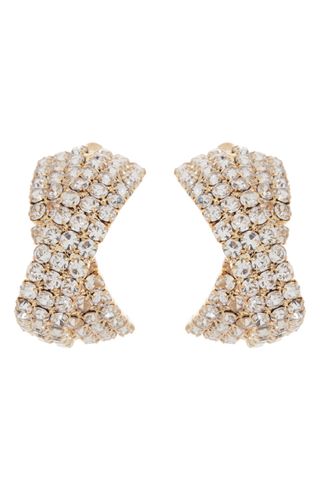 Natasha + Gold-Tone Crisscross Rhinestone Stud Earrings