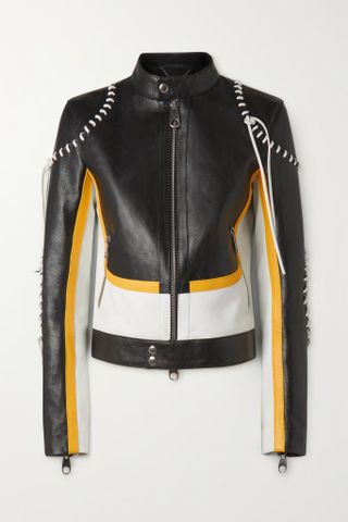 Chloé + Whipstitched Color-Block Leather Jacket