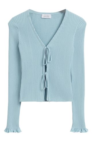 & Other Stories + Tie Front Cotton Rib Cardigan