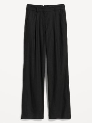 Old Navy + Extra High-Waisted Pleated Taylor Wide-Leg Linen-Blend Trouser Pants