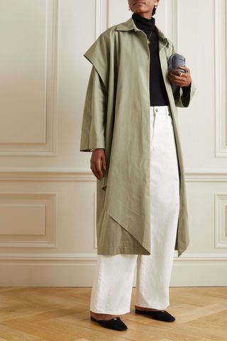 Toteme + Belted Layered Organic Cotton and Cupro-Blend Trench Coat