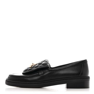 Chanel + Lambskin Quilted CC Turnlock Loafers 36 Black