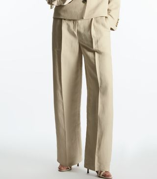 COS + Wide-Leg Pleated Linen-Blend Trousers
