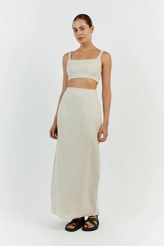 Dissh + Roberts Natural Linen Midi Skirt