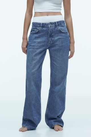 Zara + Mid Rise Wide-Leg Jeans