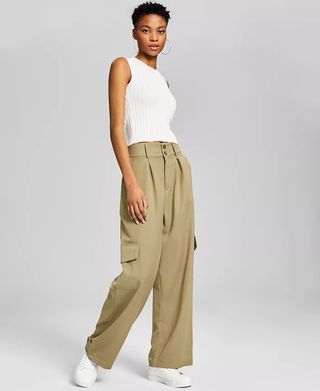 And Now This + Women's High-Rise Wide-Leg Cargo Pants