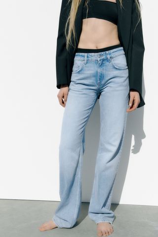 Zara + TRF Mid Rise Wide Leg Jeans