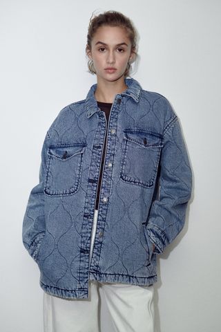 Zara + Padded Denim Jacket